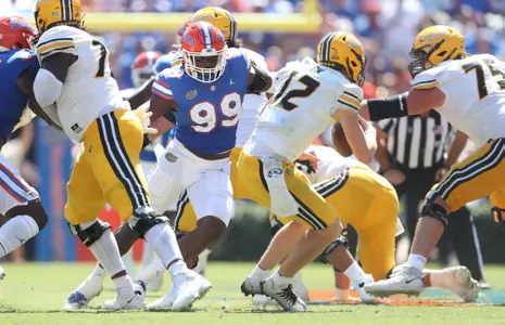 during the Gators' game against the Missouri Tigers on Saturday, October 8, 2022 at Ben Hill Griffin Stadium in Gainesville, Fla. / UAA Communications photo by Tim Casey