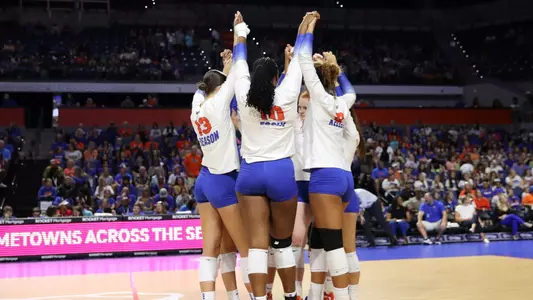 during the Gators' match against the LSU Tigers on Sunday, October 9, 2022 at Exactech Arena at the Stephen C. O'Connell Center in Gainesville, Fla. / UAA Communications photo by Hannah White