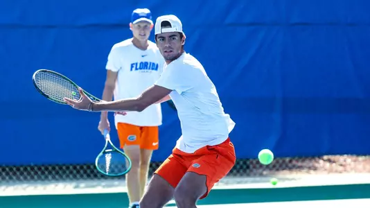during the Gators' practice on Tuesday, October 18, 2022 at Linder Stadium at Ring Tennis Complex in Gainesville, FL / UAA Communications photo by Katalina Enriquez