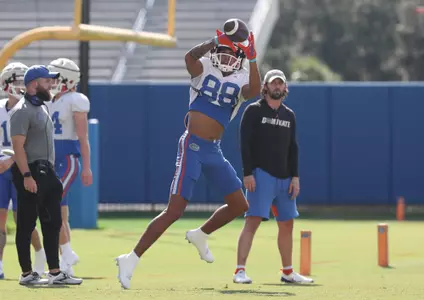 during the Gators' practice on Tuesday, September 6, 2022 at the Sanders football practice fields in Gainesville, FL / UAA Communications photo by Craig Haas