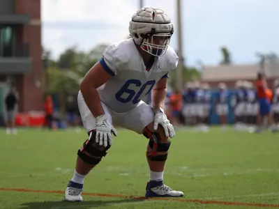 during the Gators' practice on Tuesday, August 23, 2022 at the Sanders football practice fields in Gainesville, FL / UAA Communications photo by Ashley Ray