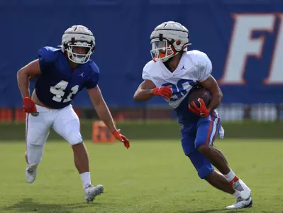 during the Gators' practice on Tuesday, August 9, 2022 at the Sanders football practice fields in Gainesville, FL / UAA Communications photo by Ashley Ray