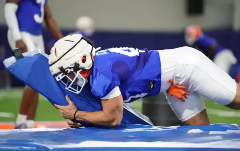 during the Gators' 15th day of practice on Monday, August 22, 2022 at the Sanders football practice fields in Gainesville, FL / UAA Communications photo by Isabella Marley