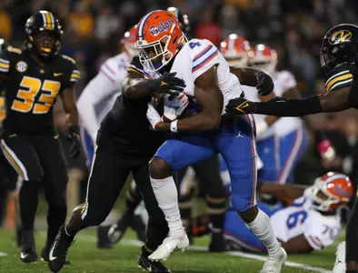 during the Gators' game against the Missouri Tigers on Saturday, November 20, 2021 at Memorial Stadium/Faurot Field in Gainesville, Fla. / UAA Communications photo by Tim Casey