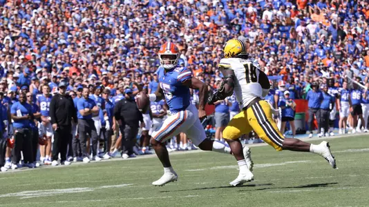 during the Gators' game against the Missouri Tigers on Saturday, October 8, 2022 at Ben Hill Griffin Stadium in Gainesville, Fla. / UAA Communications photo by Jay Metz