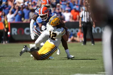 during the Gators' game against the Missouri Tigers on Saturday, October 8, 2022 at Ben Hill Griffin Stadium in Gainesville, Fla. / UAA Communications photo by Hannah White