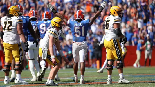 during the Gators' game against the Missouri Tigers on Saturday, October 8, 2022 at Ben Hill Griffin Stadium in Gainesville, Fla. / UAA Communications photo by Hannah White