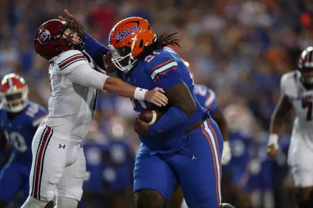 during the Gators' game against the South Carolina Gamecocks on Saturday, November 12, 2022 at Ben Hill Griffin Stadium in Gainesville, Fla. / UAA Communications photo by Maddie Washburn