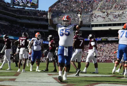 during the Gators' game against the Texas A&M Aggies on Saturday, November 5, 2022 at Kyle Field in College Station, TX / UAA Communications photo by Hannah White
