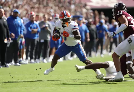 during the Gators' game against the Texas A&M Aggies on Saturday, November 5, 2022 at Kyle Field in College Station, TX / UAA Communications photo by Hannah White