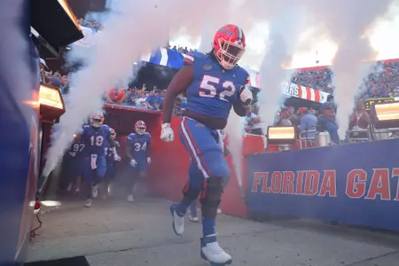 during the Gators' game against the South Carolina Gamecocks on Saturday, November 12, 2022 at Ben Hill Griffin Stadium in Gainesville, Fla. / UAA Communications photo by Maddie Washburn