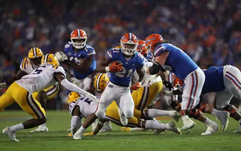 during the Gators' game against the LSU Tigers on Saturday, October 15, 2022 at Ben Hill Griffin Stadium in Gainesville, Fla. / UAA Communications photo by Lorenzo Vasquez