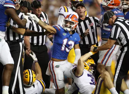 during the Gators' game against the LSU Tigers on Saturday, October 15, 2022 at Ben Hill Griffin Stadium in Gainesville, Fla. / UAA Communications photo by Maddie Washburn