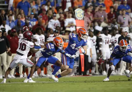 during the Gators' game against the South Carolina Gamecocks on Saturday, November 12, 2022 at Ben Hill Griffin Stadium in Gainesville, Fla. / UAA Communications photo by Tiffany Franco