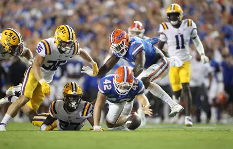during the Gators' game against the LSU Tigers on Saturday, October 15, 2022 at Ben Hill Griffin Stadium in Gainesville, Fla. / UAA Communications photo by Isabella Marley