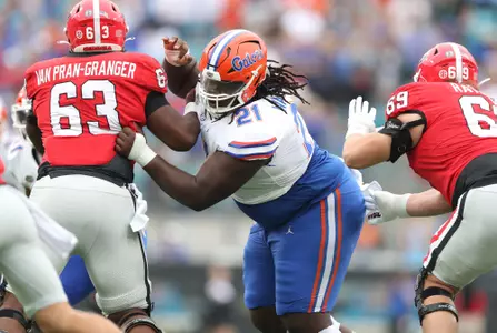 during the Gators' game against the Georgia Bulldogs on Saturday, October 29, 2022 at TIAA Bank Field in Jacksonville, Fla. / UAA Communications photo by Tim Casey