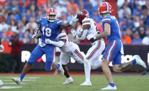 during the Gators' game against the South Carolina Gamecocks on Saturday, November 12, 2022 at Ben Hill Griffin Stadium in Gainesville, Fla. / UAA Communications photo by Tim Casey