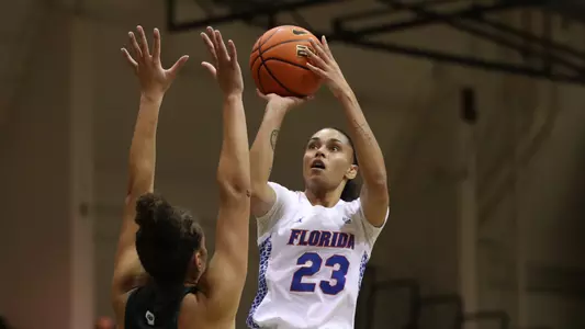 during the Gators' game against the University of Wisconsin - Green Bay Phoenixes on Thursday, November 24, 2022 at McArthur Center at Eckerd College in St. Petersburg, FL / UAA Communications photo by Emma Bissell