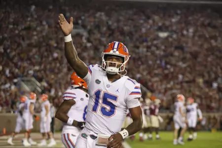 during the Gators' game against the Florida State Seminoles on Friday, November 25, 2022 at Ben Hill Griffin Stadium in Gainesville, Fla. / UAA Communications photo by Ashley Ray
