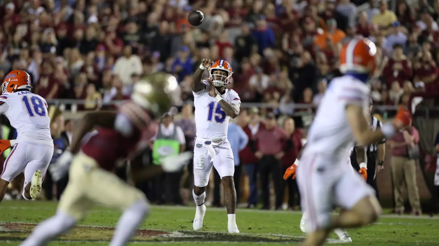 during the Gators' game against the Florida State Seminoles on Friday, November 25, 2022 at Ben Hill Griffin Stadium in Gainesville, Fla. / UAA Communications photo by Ashley Ray