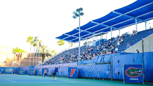during the Gators' match against the Fighting Illini on Wednesday, March 16, 2022 at Linder Stadium at Ring Tennis Complex in Gainesville, FL / UAA Communications photo by Sydney Calle