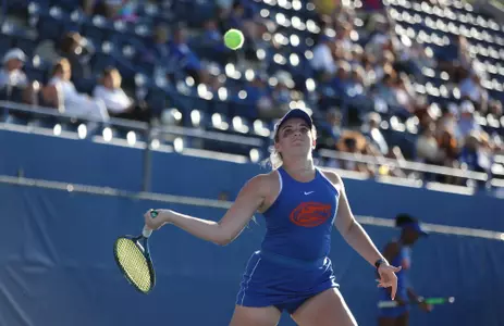 during the Gators' match against the Rebels on Friday, March 25, 2022 at Linder Stadium at Ring Tennis Complex in Gainesville, FL / UAA Communications photo by Emma Bissell