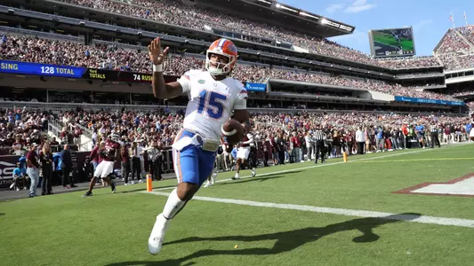 during the Gators' game against the Texas A&M Aggies on Saturday, November 5, 2022 at Kyle Field in College Station, TX / UAA Communications photo by Hannah White