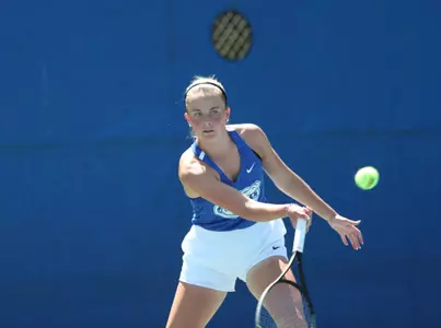 during the Gators' match against the Mississippi State Bulldogs on Sunday, March 27, 2022 at Linder Stadium at Ring Tennis Complex in Gainesville, FL / UAA Communications photo by Alexis Greaves