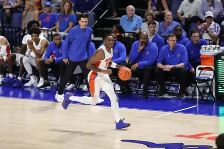 during the Gators' game against the Stony Brook on Monday, November 7, 2022 at Exactech Arena at the Stephen C. O'Connell Center in Gainesville, FL / UAA Communications photo by Tim Casey