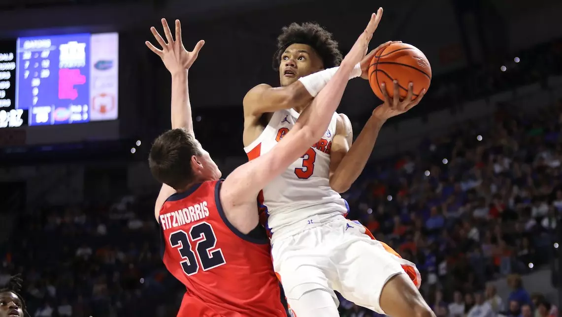 during the Gators' game against the Stony Brook Seawolves on Monday, November 7, 2022 at Exactech Arena at the Stephen C. O'Connell Center in Gainesville, FL / UAA Communications photo by Isabella Marley