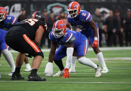 during the Gators' game against the Oregon State Beavers at the Las Vegas Bowl on Saturday, December 17, 2022 at Allegiant Stadium in Las Vegas, Nev. / UAA Communications photo by Hannah White