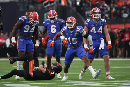 during the Gators' game against the Oregon State Beavers at the Las Vegas Bowl on Saturday, December 17, 2022 at Allegiant Stadium in Las Vegas, Nev. / UAA Communications photo by Hannah White