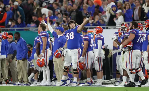 during the Gators' game against the UCF Knights in the Gasparilla Bowl on Thursday, December 23, 2021 at Raymond James Stadium in Tampa, Fla. / UAA Communications photo by Courtney Culbreath