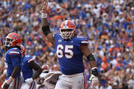during the Gators' game against the Alabama Crimson Tide on Saturday, September 18, 2021 at Ben Hill Griffin Stadium in Gainesville, Fla. / UAA Communications photo by Alex de la Osa