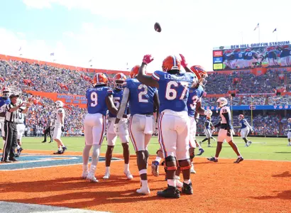during the Gators' game against the Samford Bulldogs on Saturday, November 13, 2021 at Ben Hill Griffin Stadium in Gainesville, Fla. / UAA Communications photo by Craig Haas