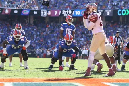 during the Gators' game against the Florida State Seminoles on Saturday, November 27, 2021 at Ben Hill Griffin Stadium in Gainesville, Fla. / UAA Communications photo by Alex Rodriguez