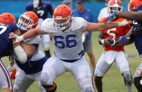 during the Gators' practice on Saturday, August 14, 2021 at UVS Field in Gainesville, FL / UAA Communications photo by Tim Casey