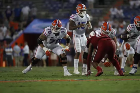 during the Gators' game against the FAU Owls on Saturday, September 4, 2021 at Ben Hill Griffin Stadium in Gainesville, Fla. / UAA Communications photo by Tim Casey