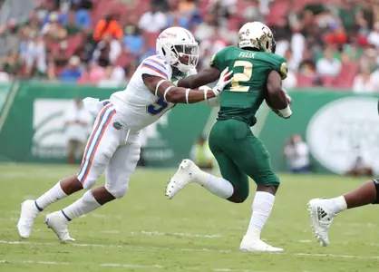 during the Gators' game against the USF Bulls on Saturday, September 11, 2021 at Raymond James Stadium in Tampa, Fla. / UAA Communications photo by Isabella Marley
