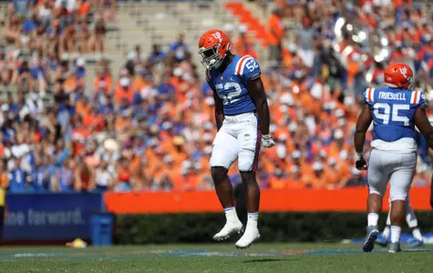 during the Gators' game against the Vanderbilt Commodores on Saturday, October 9, 2021 at Ben Hill Griffin Stadium in Gainesville, Fla. / UAA Communications photo by Anissa Dimilta