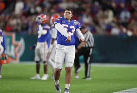 during the Gators' game against the UCF Knights in the Gasparilla Bowl on Thursday, December 23, 2021 at Raymond James Stadium in Tampa, Fla. / UAA Communications photo by Isabella Marley