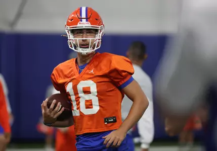 during the Gators' practice on Friday, August 6, 2021 at the Sanders football practice fields in Gainesville, FL / UAA Communications photo by Isabella Marley