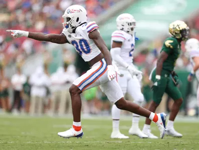 during the Gators' game against the USF Bulls on Saturday, September 11, 2021 at Raymond James Stadium in Tampa, Fla. / UAA Communications photo by Hannah White