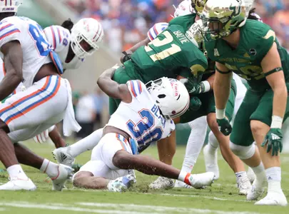 during the Gators' game against the USF Bulls on Saturday, September 11, 2021 at Raymond James Stadium in Tampa, Fla. / UAA Communications photo by Isabella Marley