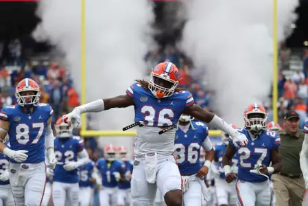 during the Gators' game against the Samford Bulldogs on Saturday, November 13, 2021 at Ben Hill Griffin Stadium in Gainesville, Fla. / UAA Communications photo by Anna Carrington