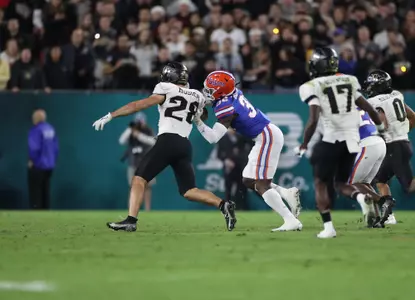 during the Gators' game against the UCF Knights in the Gasparilla Bowl on Thursday, December 23, 2021 at Raymond James Stadium in Tampa, Fla. / UAA Communications photo by Isabella Marley