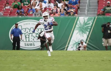 during the Gators' game against the USF Bulls on Saturday, September 11, 2021 at Raymond James Stadium in Tampa, Fla. / UAA Communications photo by Isabella Marley