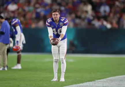 during the Gators' game against the UCF Knights in the Gasparilla Bowl on Thursday, December 23, 2021 at Raymond James Stadium in Tampa, Fla. / UAA Communications photo by Isabella Marley