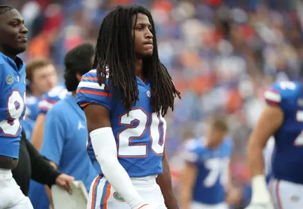 during the Gators' game against the Alabama Crimson Tide on Saturday, September 18, 2021 at Ben Hill Griffin Stadium in Gainesville, Fla. / UAA Communications photo by Isabella Marley