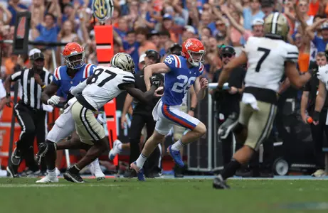 during the Gators' game against the Vanderbilt Commodores on Saturday, October 9, 2021 at Ben Hill Griffin Stadium in Gainesville, Fla. / UAA Communications photo by Courtney Culbreath